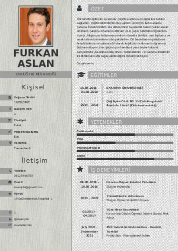 Endüstri Mühendisi CV Örnekleri cv indir